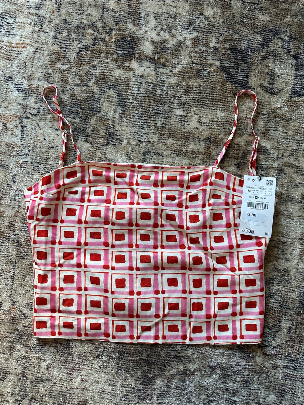 Zara Printed Linen Tie Back Tank